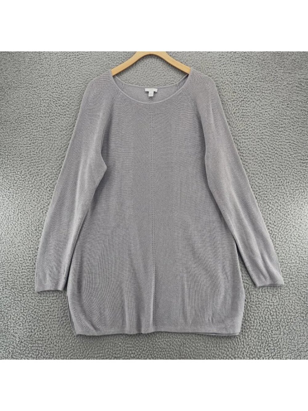 J Jill Sweater Womens Large Gray Boat Neck Knit Tunic Long Raglan Sleeve Stretch